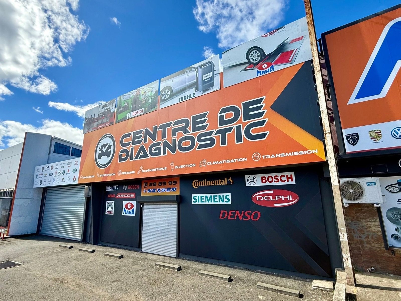 Enseigne grand format Centre de Diagnostic SFAC avec logos partenaires
